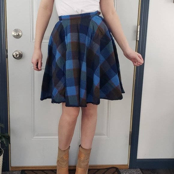 Pendleton Dresses & Skirts - 70s‎ Pendleton Blue Wool Plaid Skirt